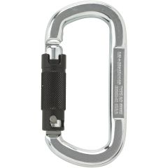 Austrialpin Asymm Oval Steel Carabiner - 3-Stage Locking - Bright with Black Gate