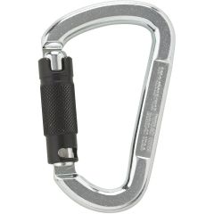 Austrialpin D Asymm Steel Carabiner - 2-Stage Locking - Bright with Black Gate